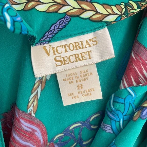 Vintage Victoria’s Secret Gold Label 100% Silk Teal Slip Lingerie Dress - Picture 8 of 10